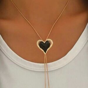 🖤 Adjustable  Gold Heart Lariat Necklace